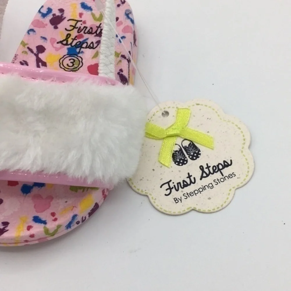 FIRST STEPS Fur Slide pink sandals